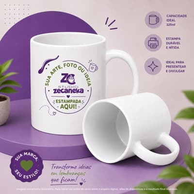 Caneca Cerâmica com alça Branca 325ML